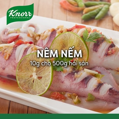 Knorr Bột Nêm Hải Sản 300g - Knorr Bột Nêm Hải Sản làm từ tôm cá và hải sản tự nhiên giúp tăng hương vị hải sản đậm đà và hấp dẫn hơn cho các món ăn hải sản.